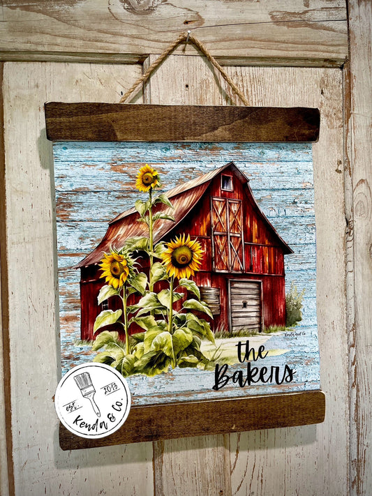 18x24 Personalized Sunflower Barn Tapestry