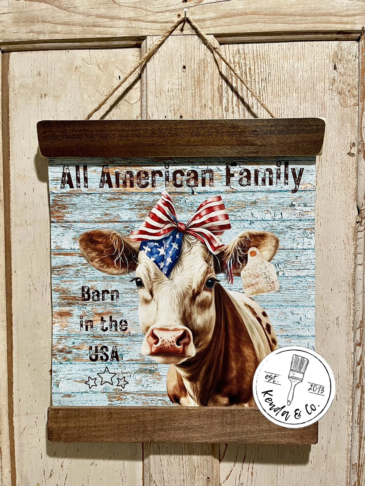 All American family cow w/ ear tag (small) tapestry