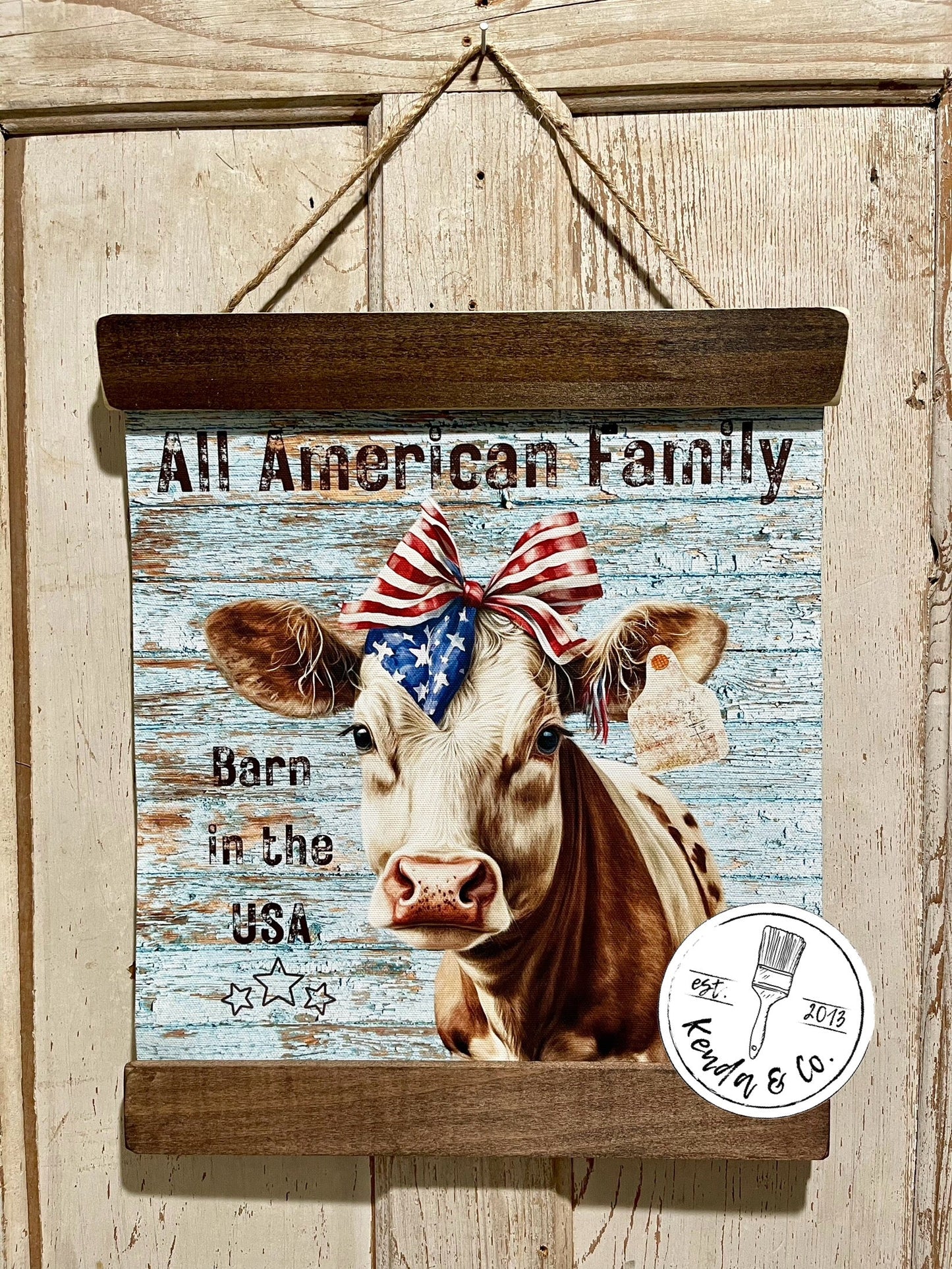 All American family cow w/ ear tag (large) tapestry