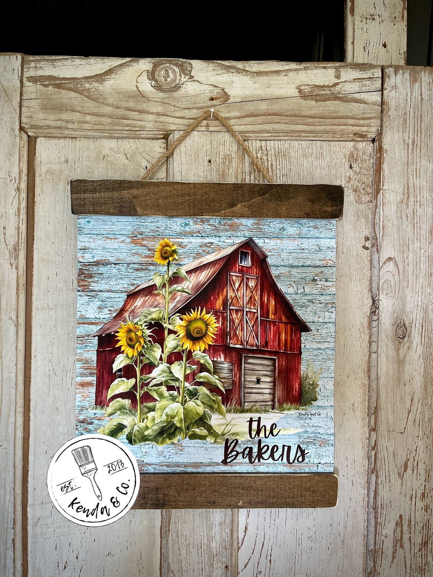 18x24 Personalized Sunflower Barn Tapestry