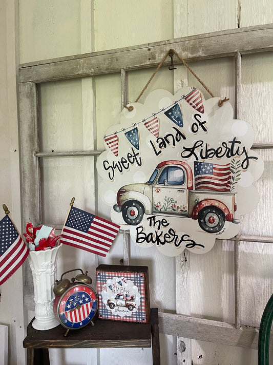 Patriotic truck door hanger